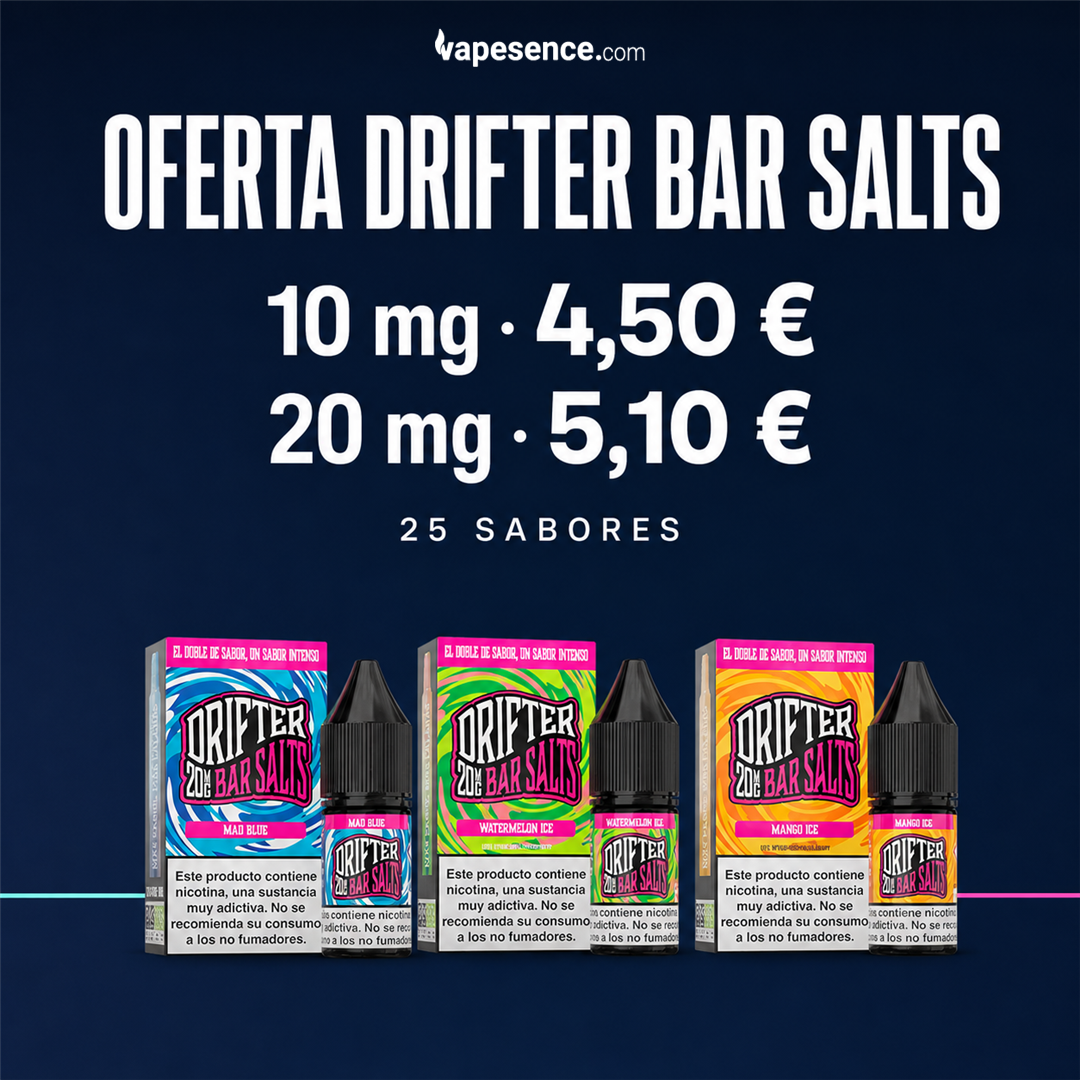 Creatividad de la oferta Drifter Bar Salts con tres sabores destacados
